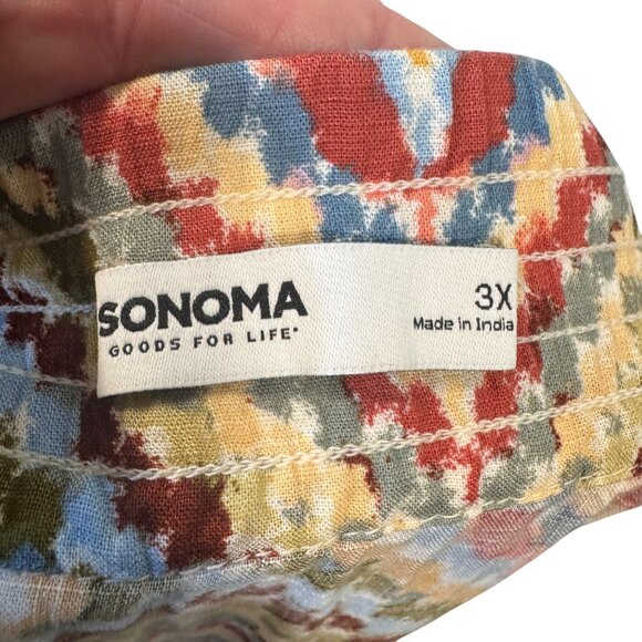 New Women's Sonoma Tiered Maxi Multi Stripe Button down Skirt Size 3X - Picture 6 of 6